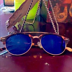 Blue-lens sun glasses